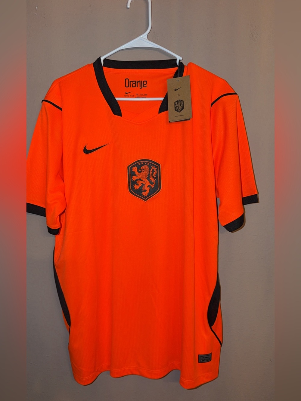 Nike Men's Netherlands Home Football Jersey - Bright Orange with Black Trim